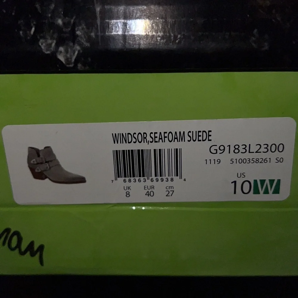 Sam Edelman western booties Windsor‎ sea foam suede oiled front look Sz 10 W